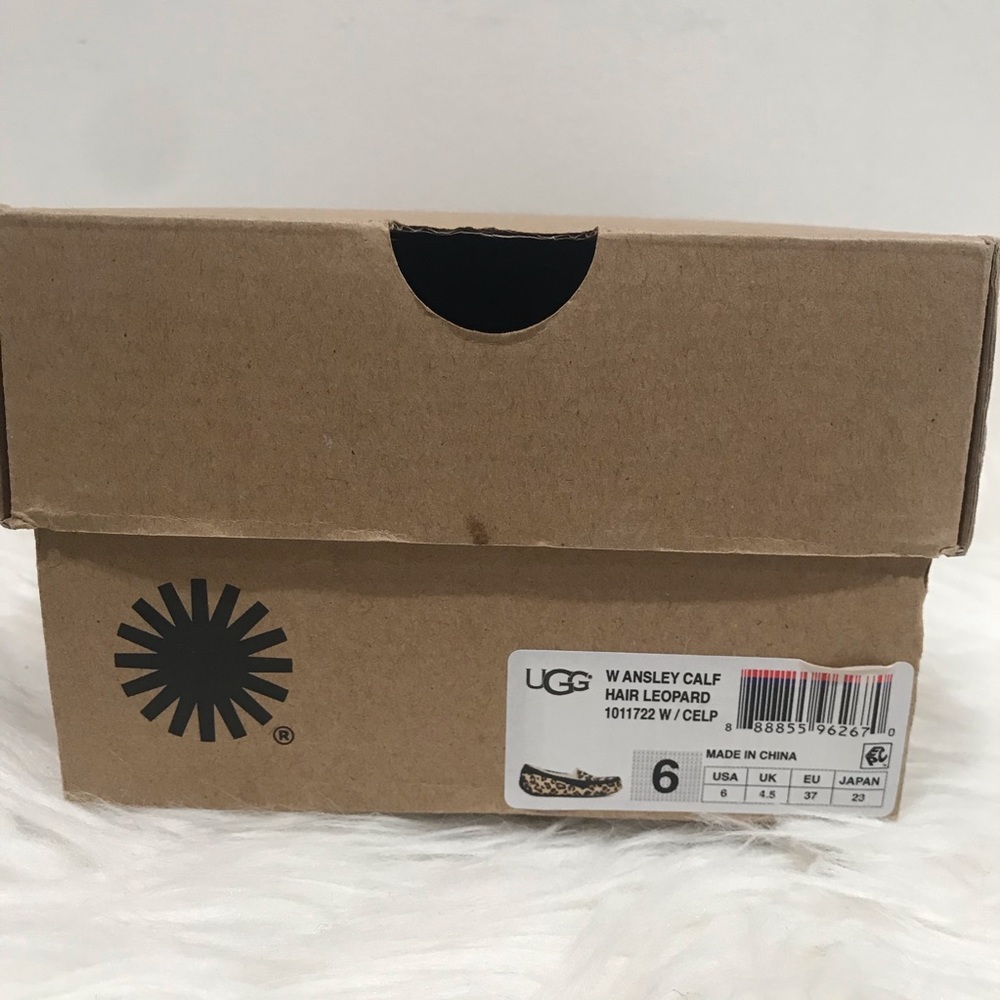UGG Women’s Ansley Calf Hair Leopard Slippers Size 6 - Picture 7 of 12